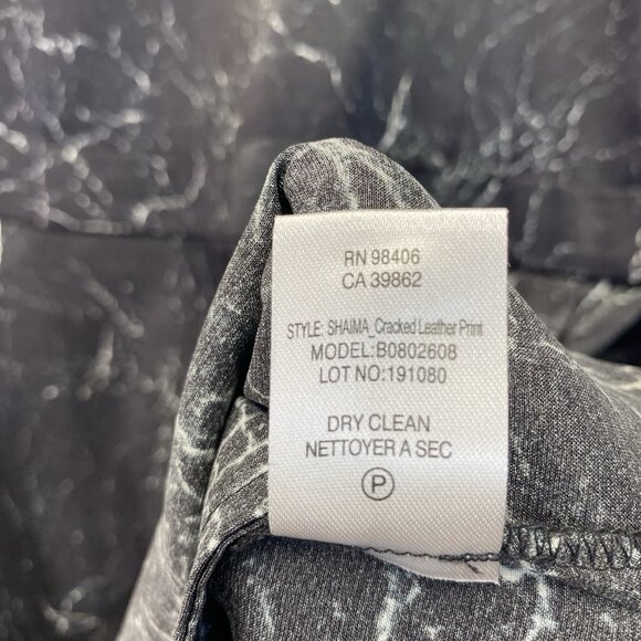 Theory Shaima Cracked Leather Print Silk Shift Dress Women 8 Black Sleeveless - Picture 4 of 12